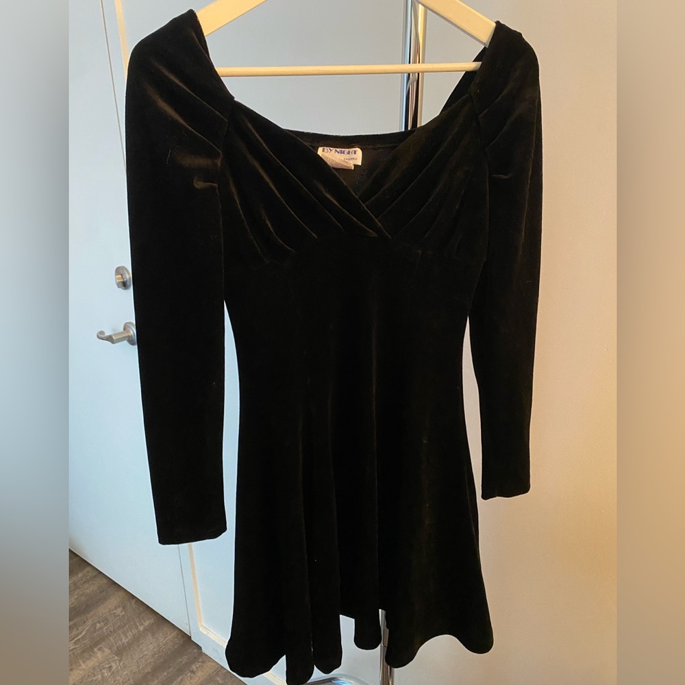 Vintage Black Velvet Dress